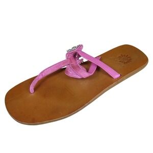 Yellow Box Women's Singer Thong Pink Leather Sz 9 Medium Gently Used 2025